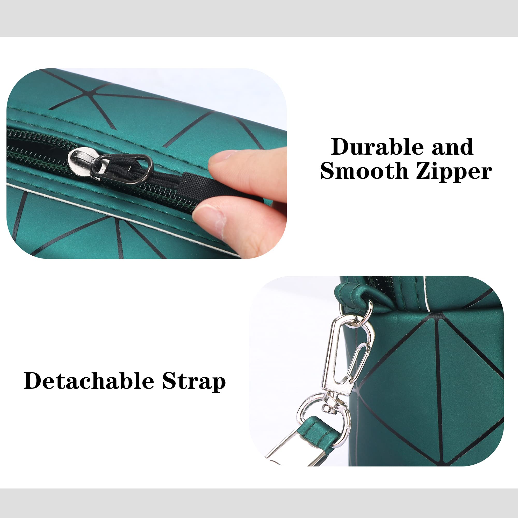 Waterproof Large Capacity Makeup Bag with Detachable Strap - Travel Cosmetic Organizer for Women & Girls, Green | Perfect for Purse, Gym, Travel & Daily Use