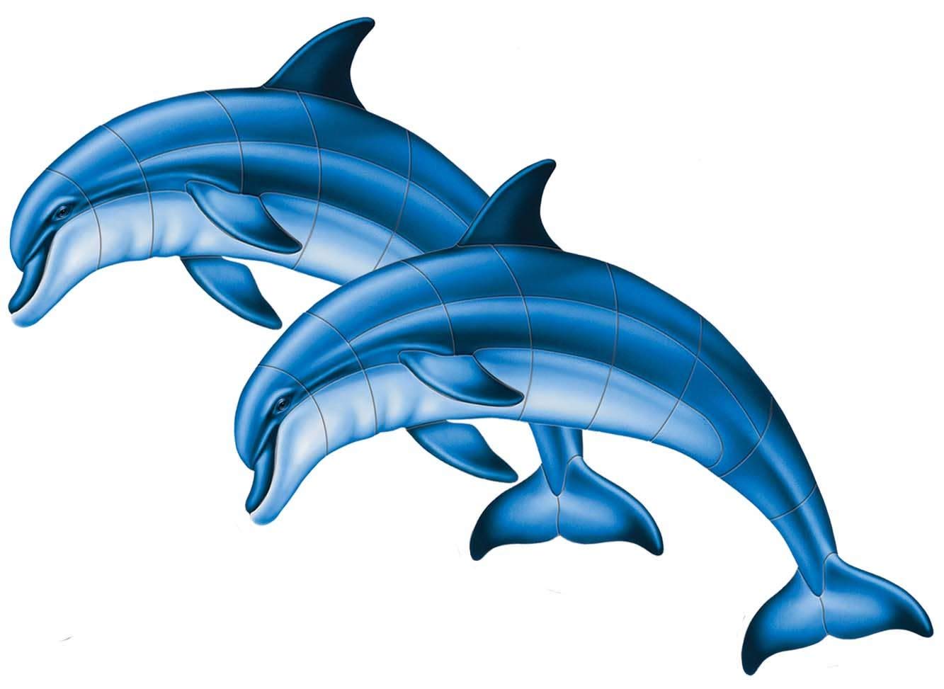 Double Bottlenose Dolphin Porcelain Swimming Pool Mosaic Tile (47