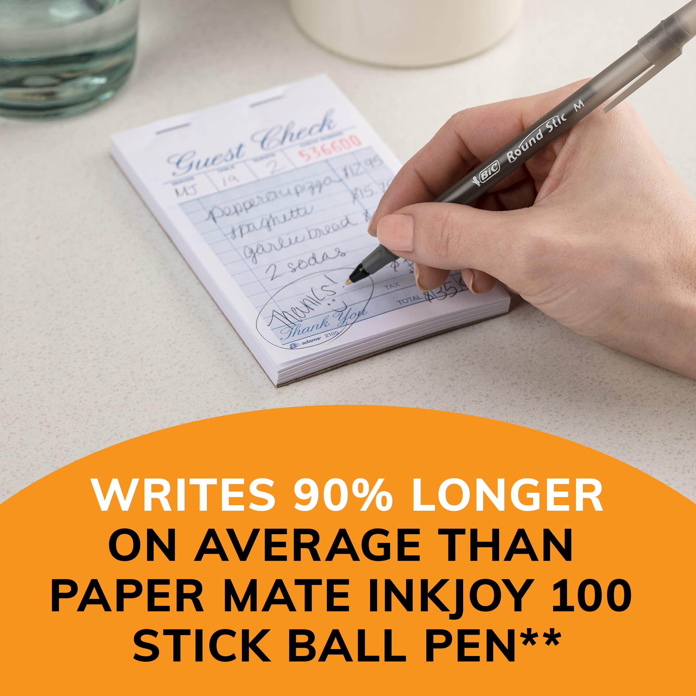 BIC Round Stic Xtra Life Black Ballpoint Pens - 216 Pack Bulk Ballpoint Pens, Medium Point 1.0mm, Comfortable Flexible Barrel for Smooth Writing - Perfect for Office, School, Note Taking & Everyday Use - #1 Best Selling Ballpoint Pens
