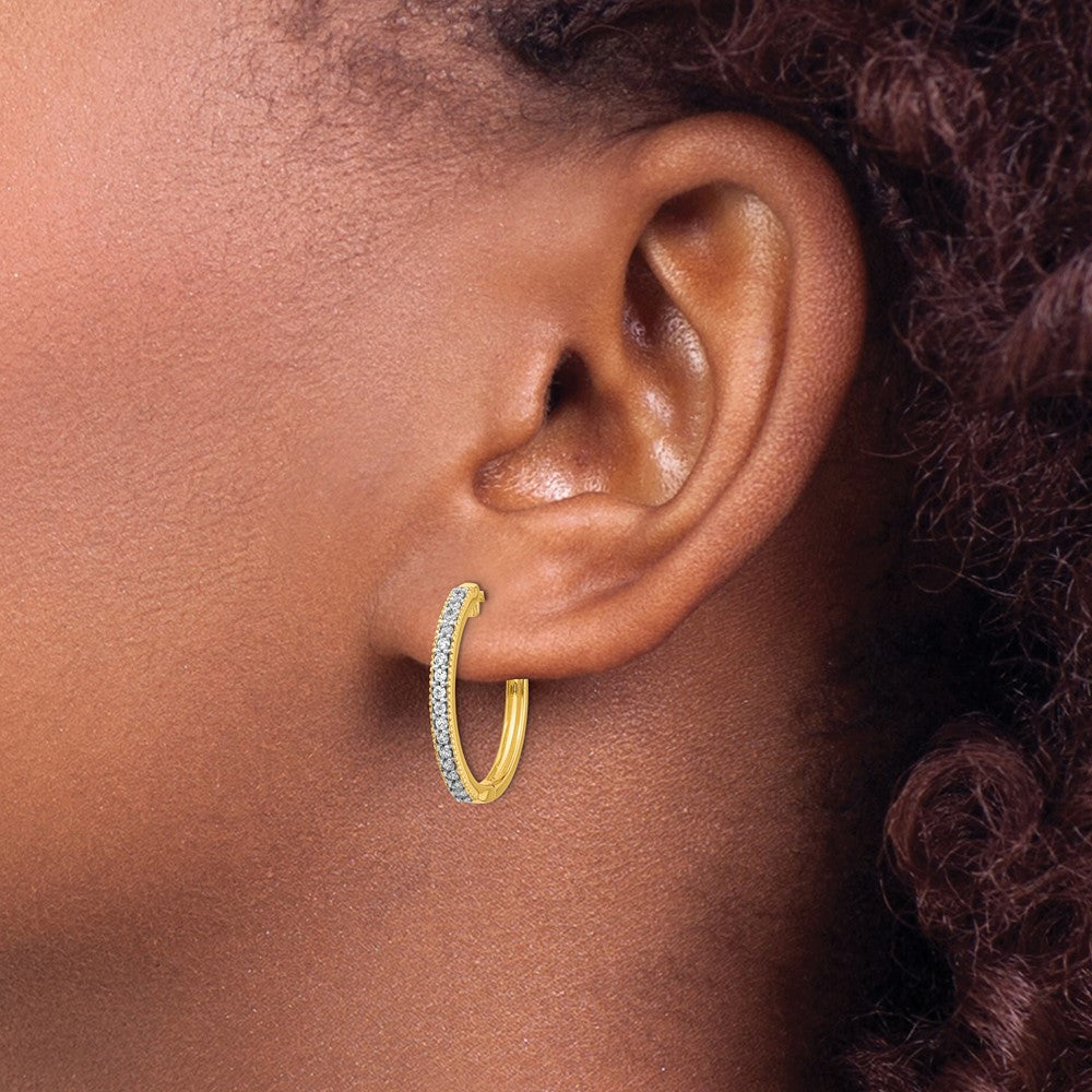 14K Gold Diamond Milgrain Hinged Hoop Earrings - Elegant Dangle Earrings for Women | Model EM4272 025 YA | Perfect for Weddings, Parties & Special Occasions