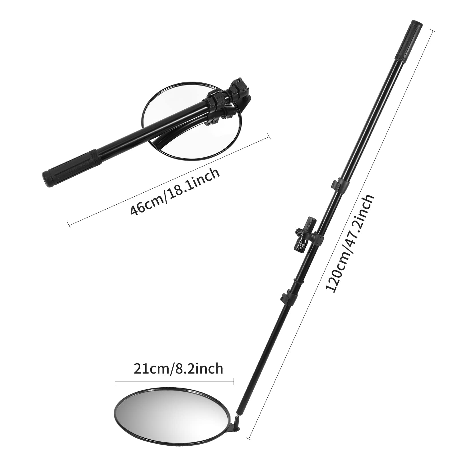 Portable 8-Inch Telescopic Under Vehicle Inspection Mirror with LED Light - Foldable Car Security Mirror for Mechanics, DIY Auto Repair & Home Safety Checks