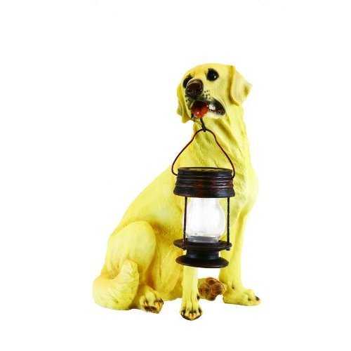 Solar Lantern Dog Light - Yellow Lab Outdoor Garden Decor for Yard