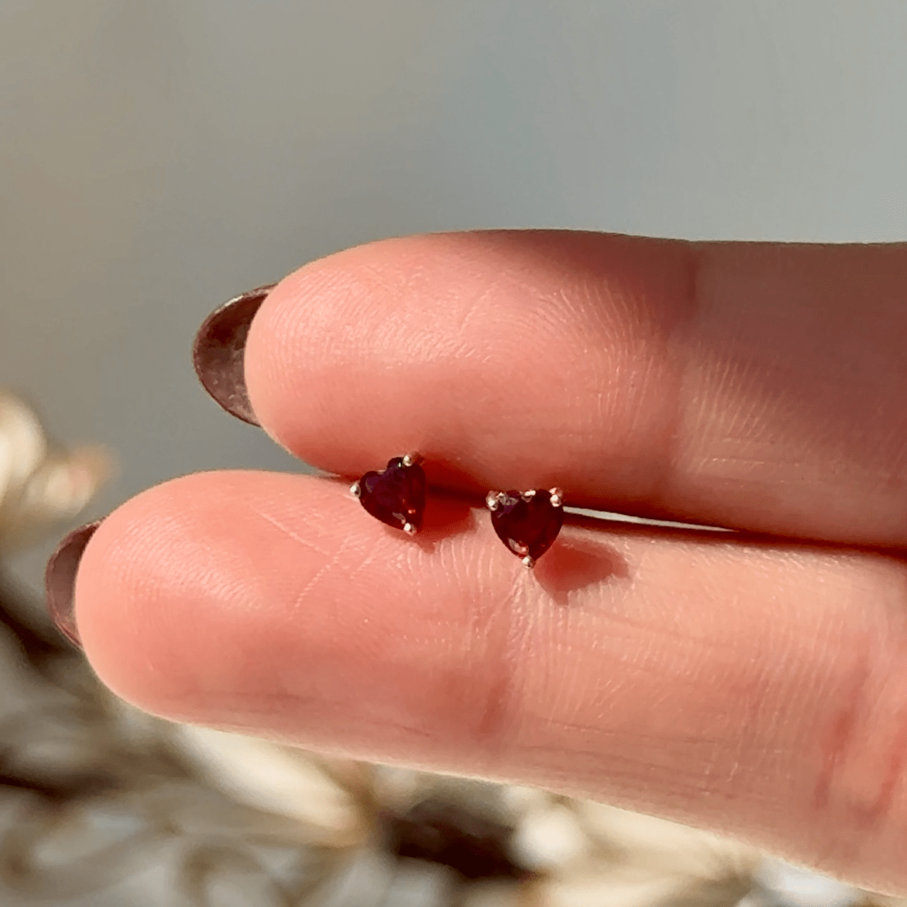 14k Yellow Gold Ruby Heart Stud Earrings for Women - Dainty & Elegant Jewelry Gift for Valentine's Day, Anniversary or Birthday