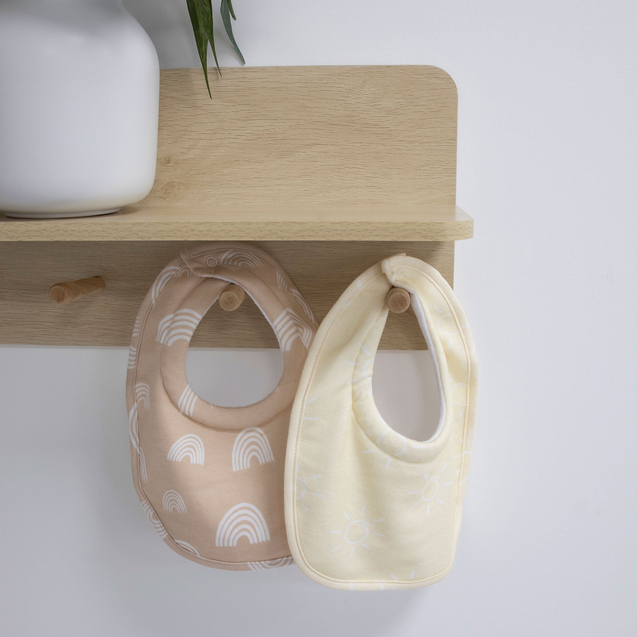 Nordic Style 2-Pack Drool Bibs for Babies - Soft Vanilla & Latte Colors - Perfect for Feeding, Teething, and Everyday Use