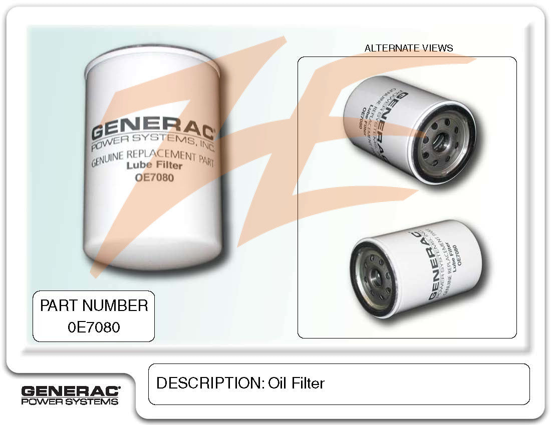 Generac 0E7080 Oil Filter - Compatible with Generac Engines - High Performance Engine Protection - Perfect for Generators, Pressure Washers & Power Equipment Maintenance