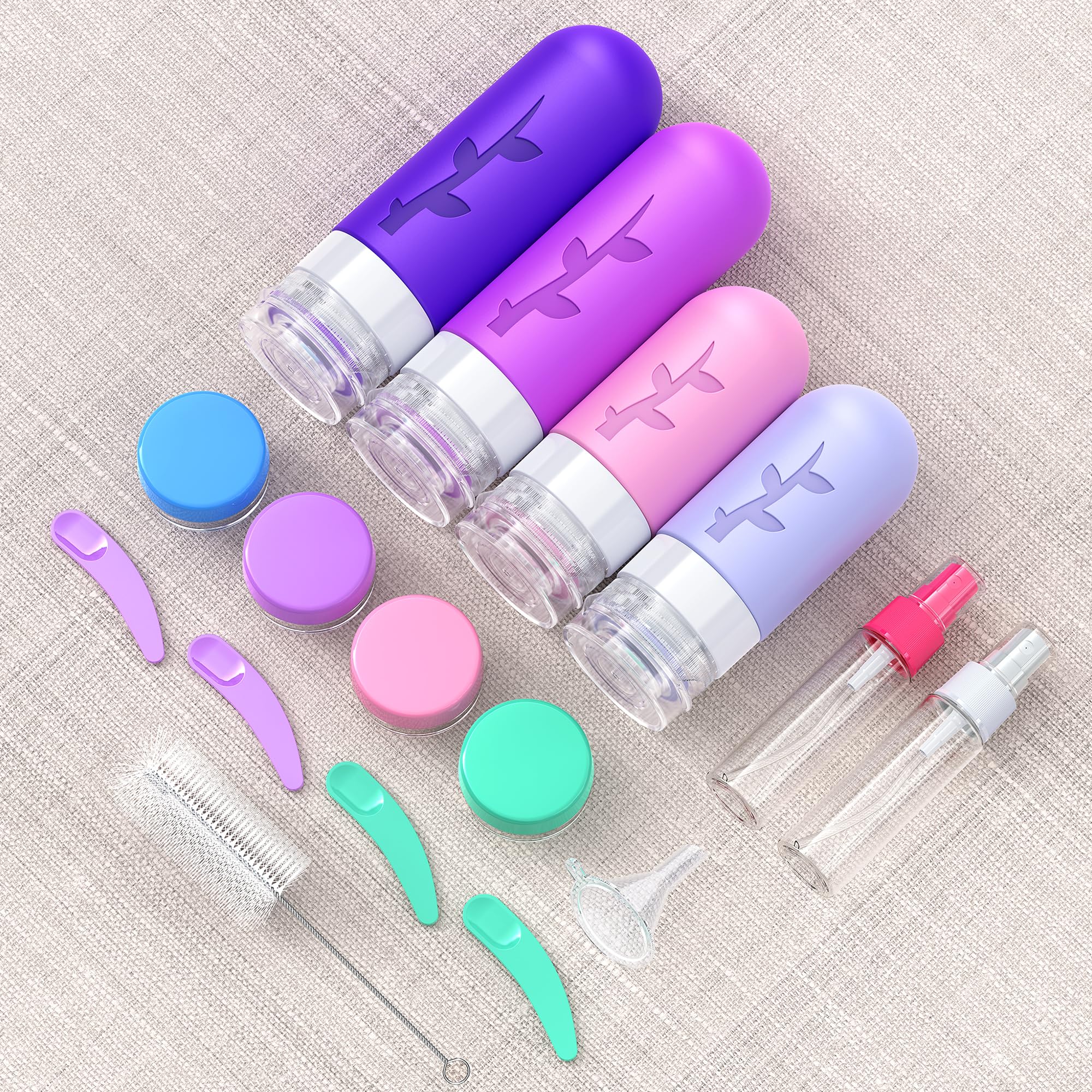 18 Pack TSA Approved Silicone Travel Bottles - Leak Proof Refillable Toiletry Containers for Shampoo, Conditioner & Lotion | Perfect for Air Travel, Gym & Vacation Essentials