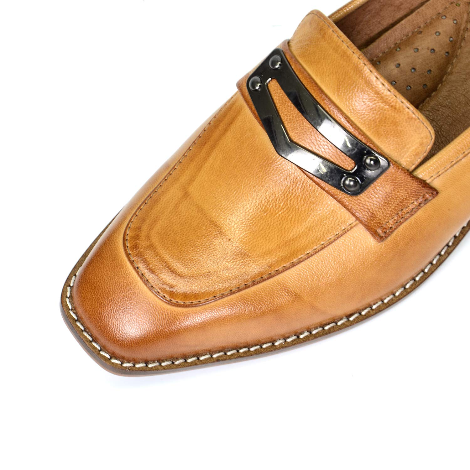 Women's Leather Penny Loafers - Square Toe Slip-On Dress Shoes for Office & Casual Wear | Comfortable & Stylish Work Flats for Women | Perfect for Business, Travel & Everyday Outfits