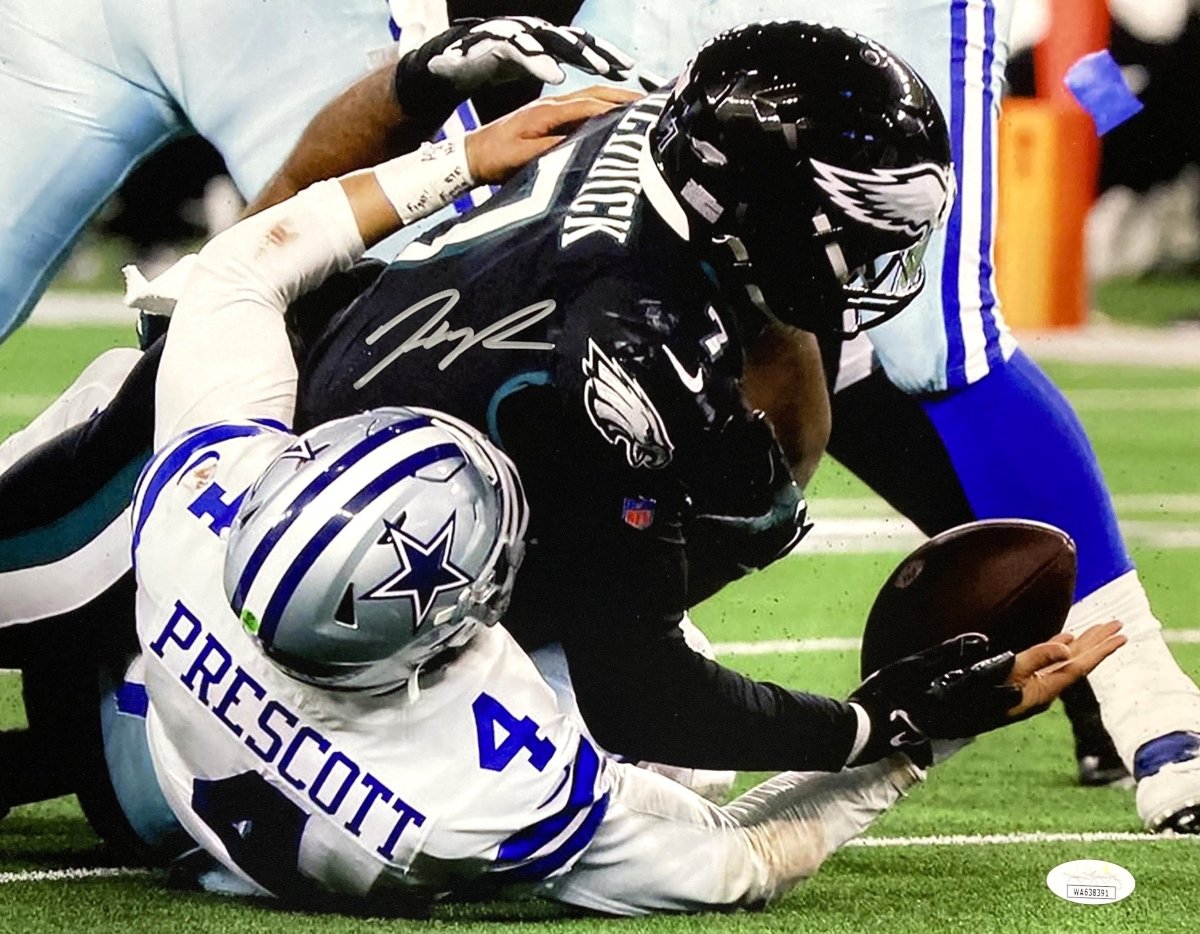 Haason Reddick Autographed 11x14 Philadelphia Eagles Sack vs Cowboys Framed Photo with JSA COA - Perfect for Eagles Fans, Sports Memorabilia Collectors, and Man Cave Decor