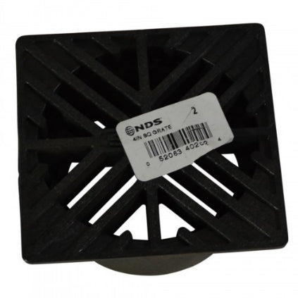 4 Inch Square Grate NDS 02 in Black - Heavy-Duty Drain Cover for Yard, Patio & Landscaping