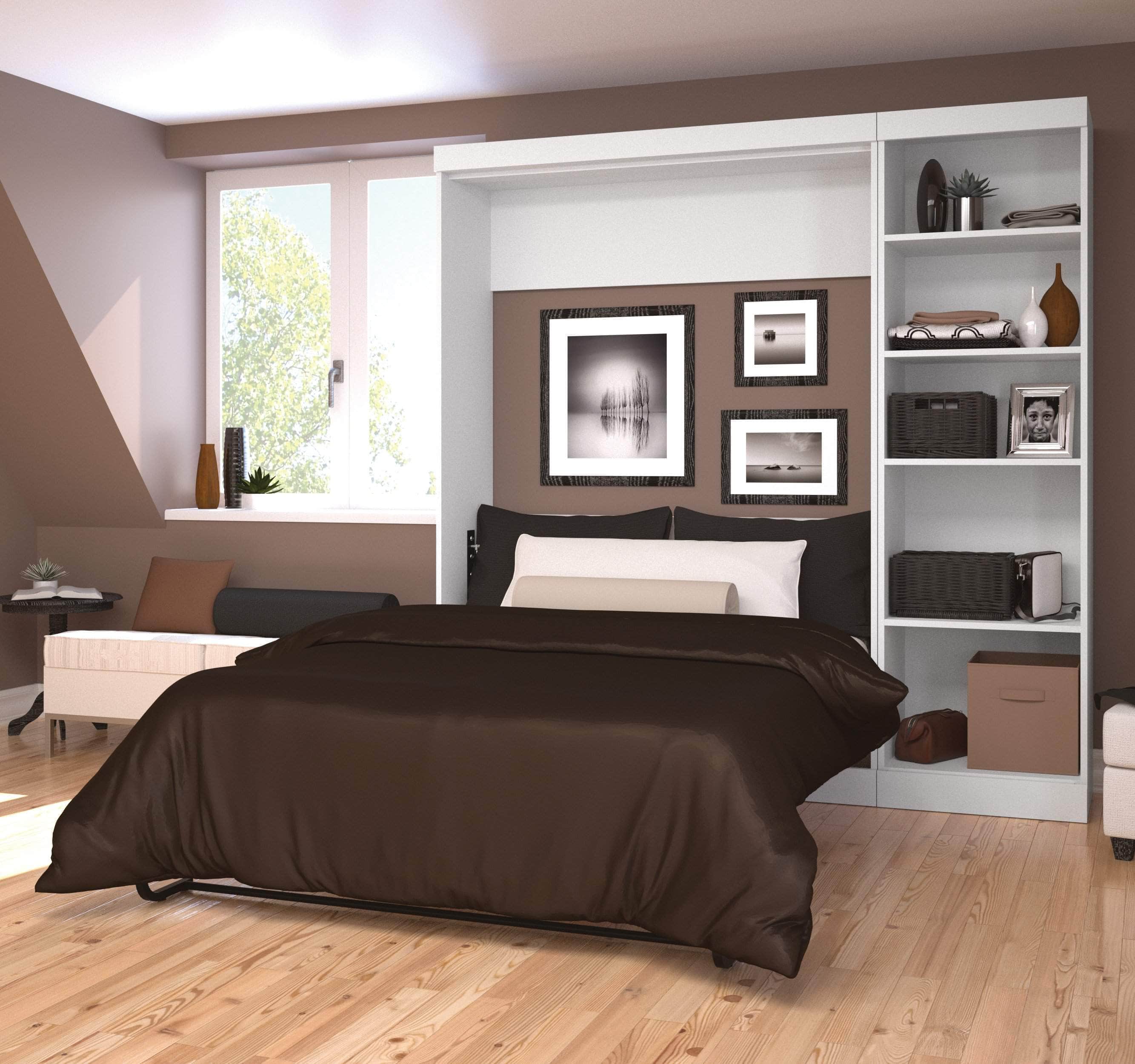Pur Full Murphy Full Bed with Storage Unit (84W) - 7 Color Options | Space-Saving Wall Bed for Small Apartments & Guest Rooms