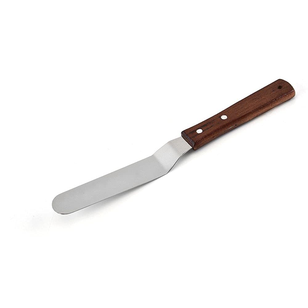 6-Inch Angled Stainless Steel Cake Decorating Spatula with Wooden Handle - Professional Icing Tool for Baking, Cake Decorating & Frosting - Perfect for Home Bakers, Pastry Chefs & DIY Dessert Making