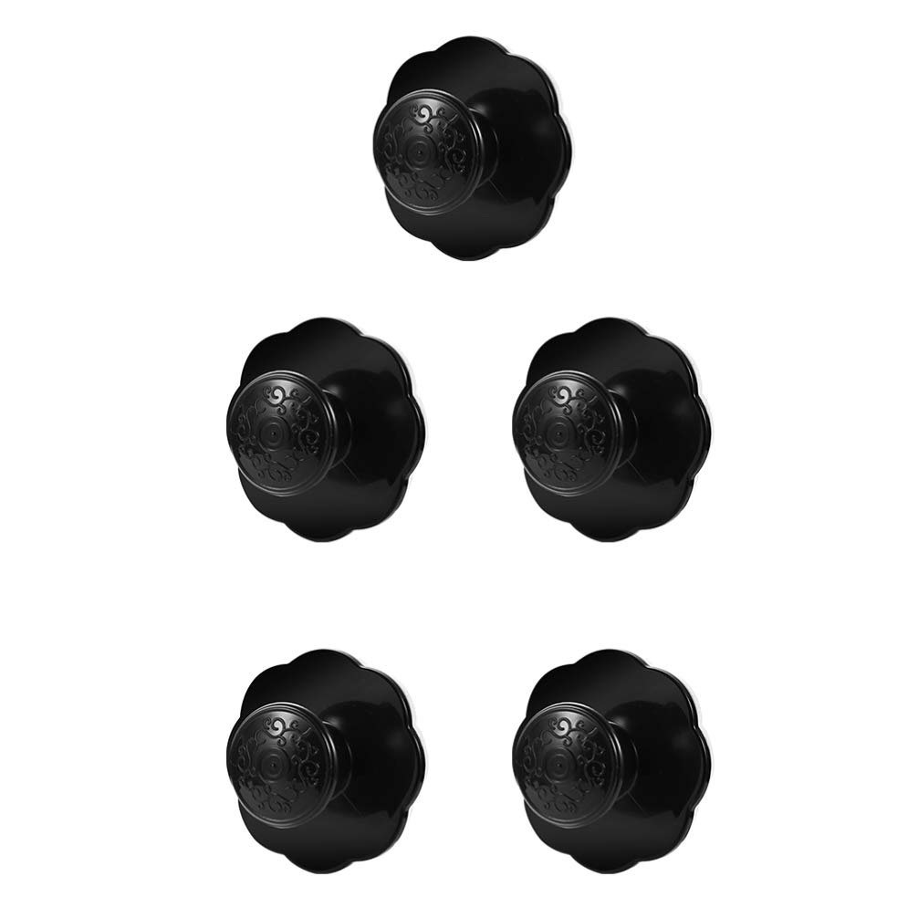 DOITOOL 5-Pack Black Self-Adhesive Cabinet Knobs - No Drill Required, Easy Install Kitchen & Wardrobe Handles for Home Decor - Perfect for Cabinets, Drawers, Furniture & DIY Projects