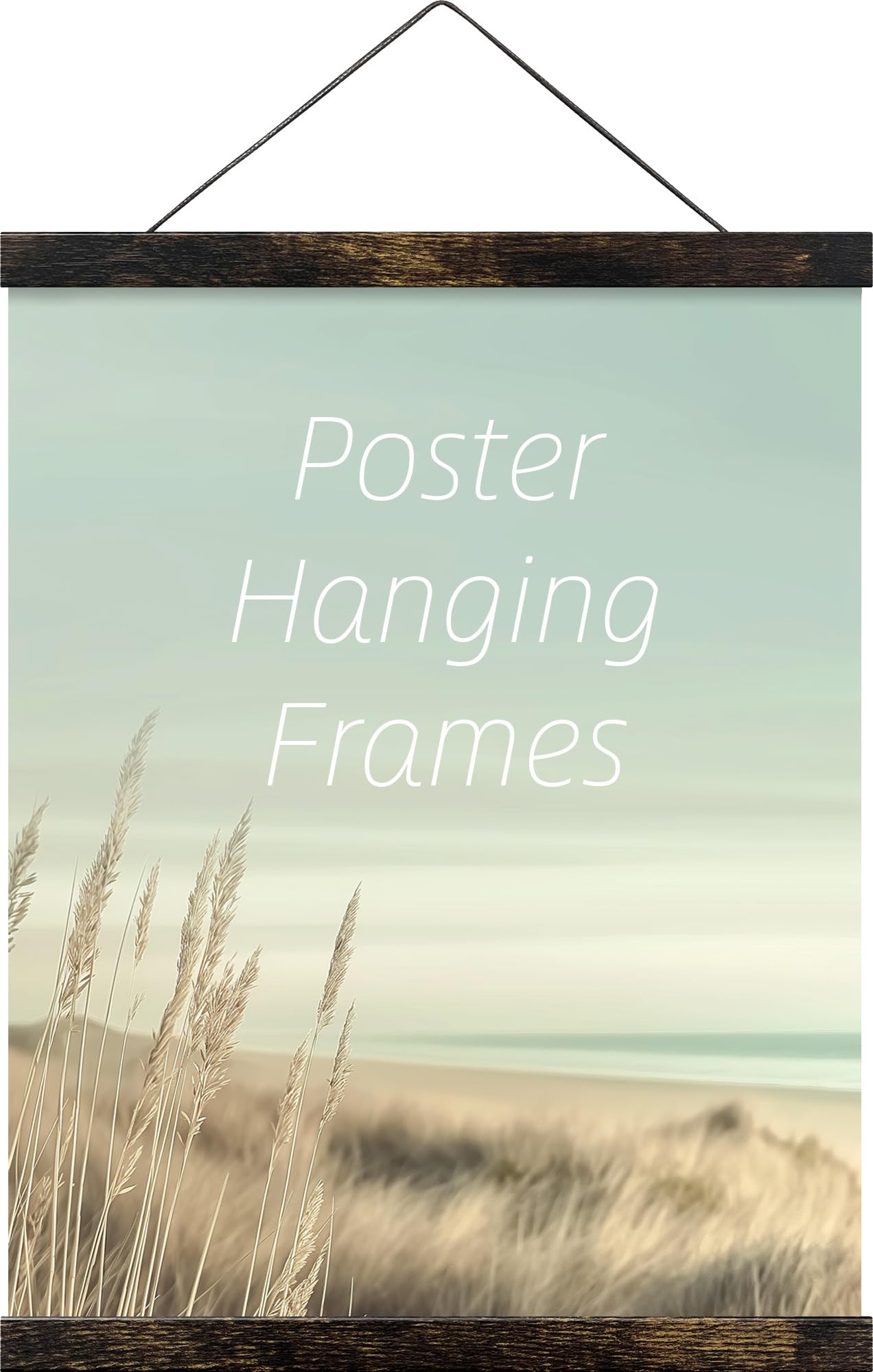 Magnetic Poster Hanger Frame - 16x24, 16x22, 16x20 Wooden Picture Frame for Wall - Display Photos, Artwork, Canvas Prints & Posters - Antique Brown (1 Pack, 16 Inch) - Perfect for Home Decor, Office & Gallery Wall Displays