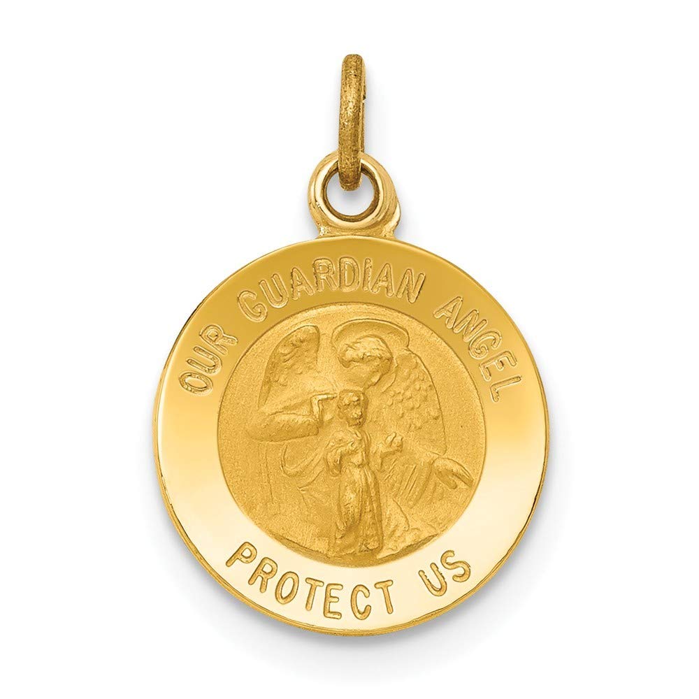 14K Yellow Gold Guardian Angel Medal Charm - Roy Rose Jewelry for Protection & Blessing | Perfect for Necklaces, Bracelets & Gifts for Baptism, First Communion, Birthdays