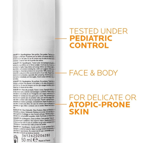 La Roche-Posay Anthelios Dermo Pediatrics SPF 50+ Baby Sunscreen Lotion - Fragrance-Free & Water-Resistant for Sensitive Skin | Perfect for Beach, Pool & Outdoor Activities