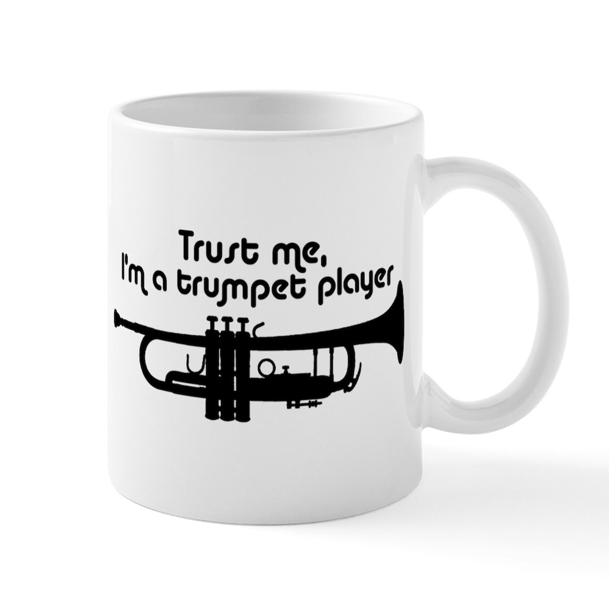 Trumpet Player Mug - 11 oz (325 ml) Ceramic Coffee Cup with Handle - Perfect Gift for Musicians, Music Teachers & Band Members - Great for Tea, Hot Chocolate & Office Use