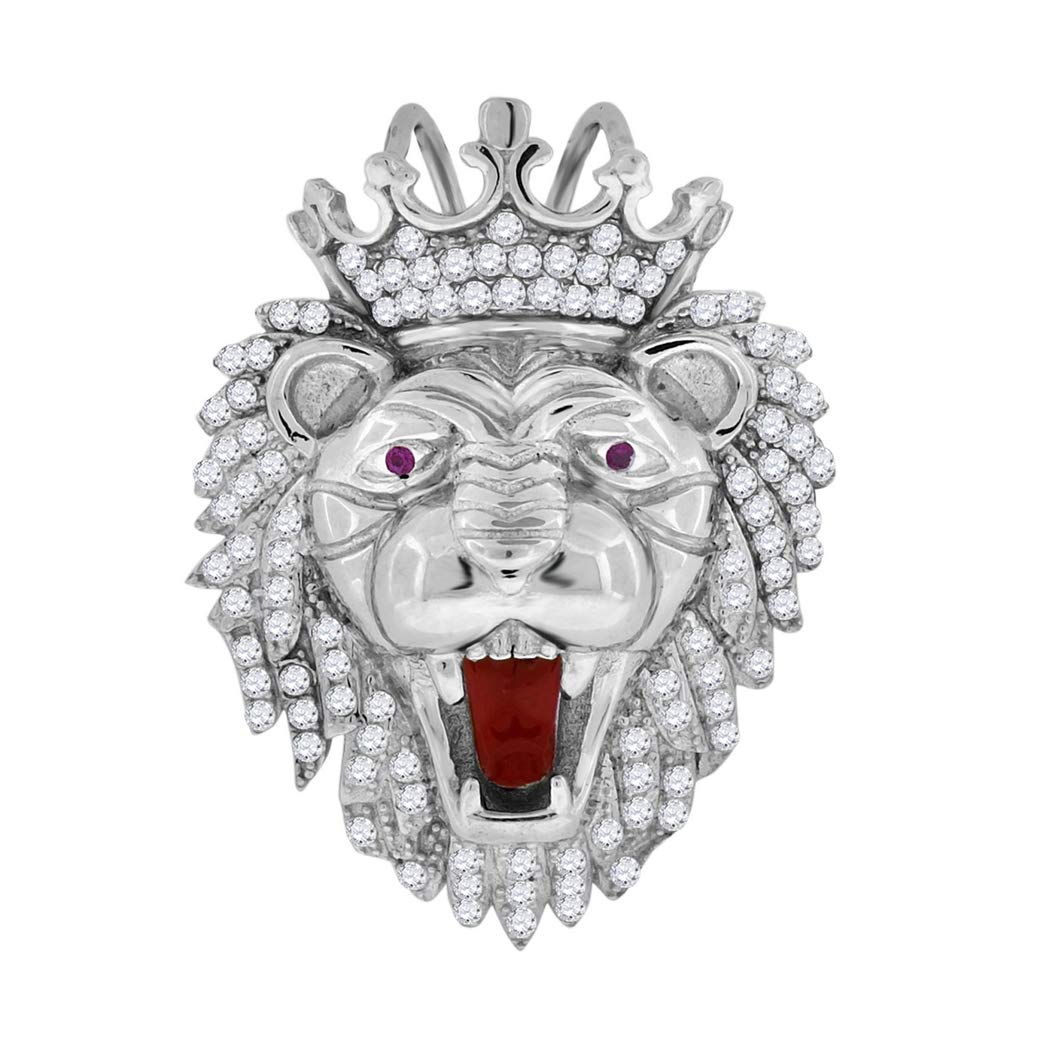 925 Sterling Silver Men's Lion King Face CZ Cubic Zirconia Simulated Diamond Pendant Necklace - Fashion Jewelry Gift for Him - Perfect for Birthday, Anniversary & Special Occasions