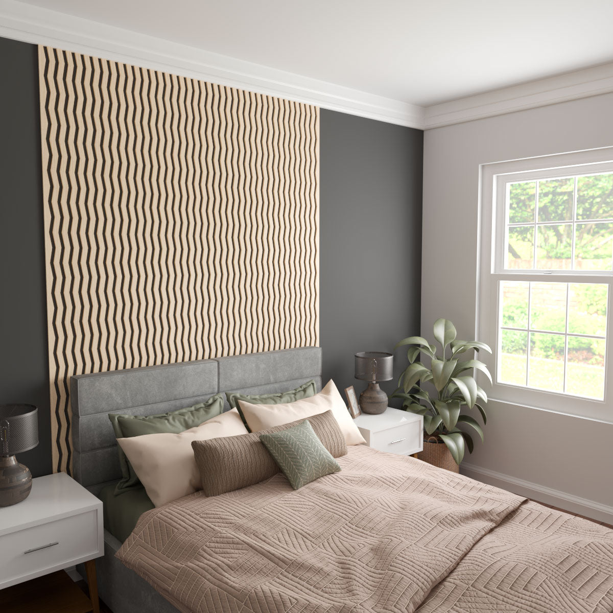 Eastport Adjustable Wood Slat Wall Kit - DIY Modern Acoustic Panel for Home Office & Bedroom Decor - Easy Installation & Customizable Design
