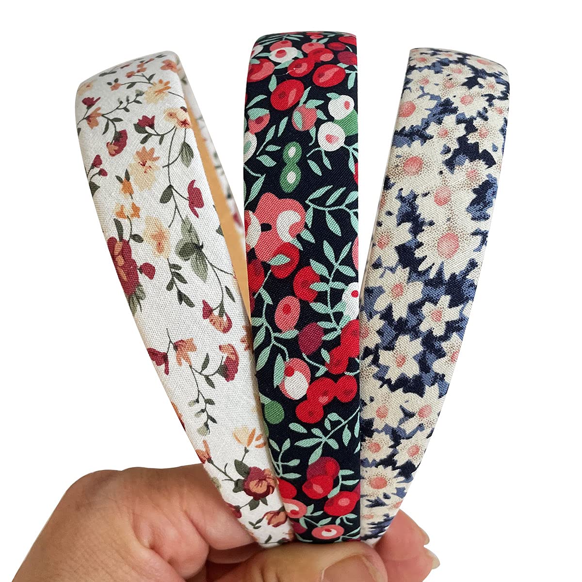 Chunx 6-Pack 25mm Floral Headbands for Women & Girls - Non-Slip Hair Hoops, Plain Hair Accessories for Daily Wear, Parties, and Special Occasions