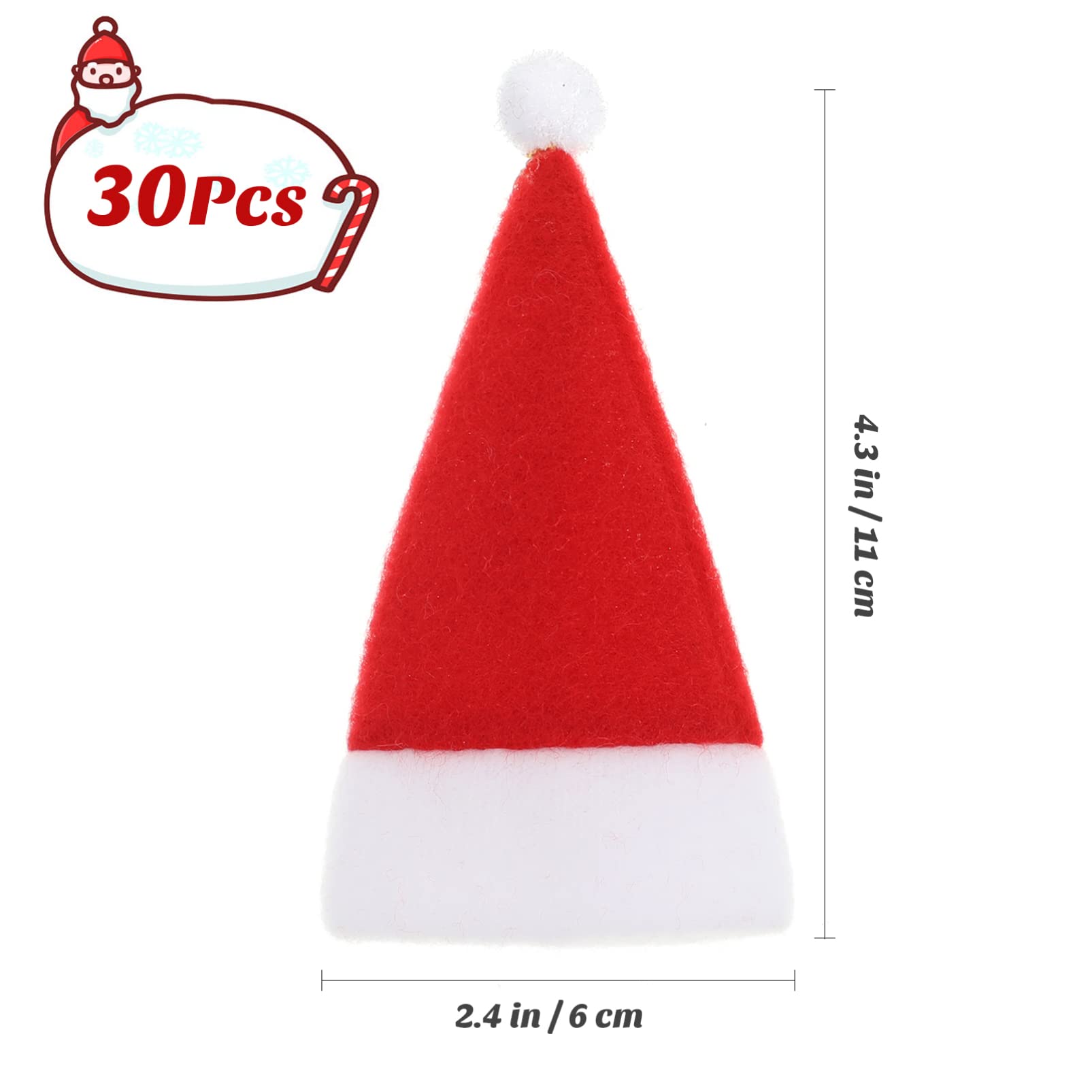ABOOFAN 30pcs Mini Santa Hats for Christmas Crafts, Party Supplies & Decorations - Tiny Santa Hats for Wine Bottles, Silverware Holders, Table Centerpieces - Perfect for Holiday Parties, DIY Projects & Festive Home Decor