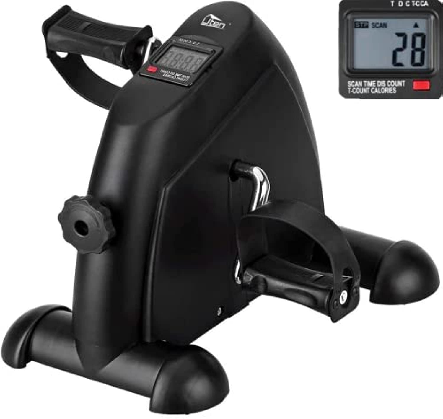 Mini Exercise Bike for Home & Office - Uten Under Desk Bike Pedal Exerciser with LCD Display | Portable Peddler Exerciser for Leg Workout, Physical Therapy & Fitness Training