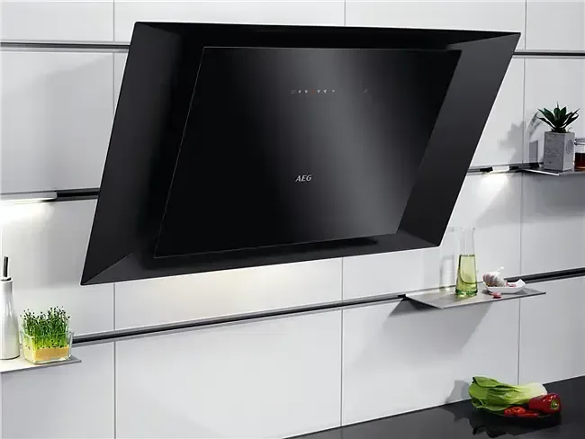 AEG 90cm Inclined Rangehood in Matte Black - Powerful Kitchen Exhaust Hood for Smoke and Odor Removal - Perfect for Modern Home Cooking and Open-Plan Kitchens