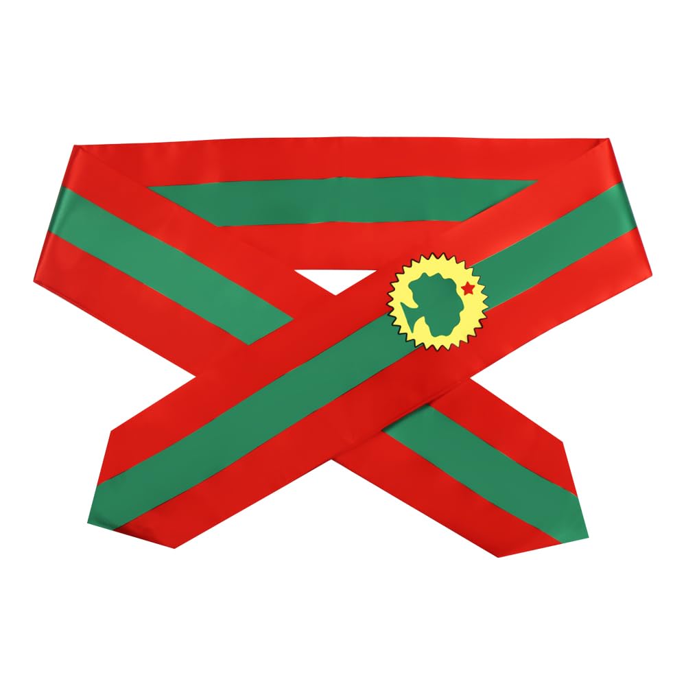 Oromo Flag Graduation Stole Scarf - 180x13cm Double Sided Ethiopian Cultural Sash for International Students - Perfect for Study Abroad Graduation Ceremonies, Cultural Events & Gift Giving