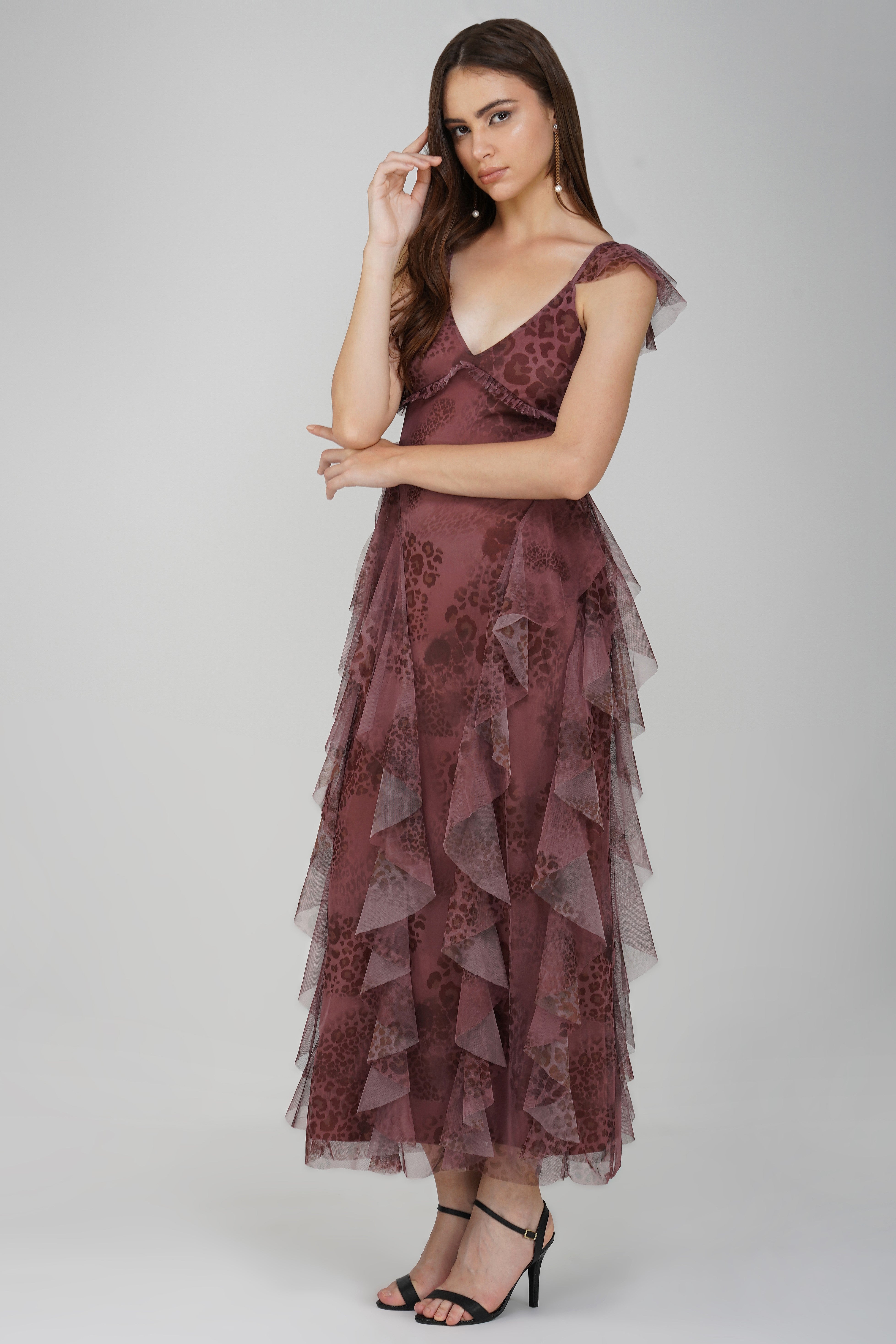 Malin Maxi Dress in Leopard Print - Flowy Long Sleeve Women's Dress for Casual Wear, Date Night & Special Occasions