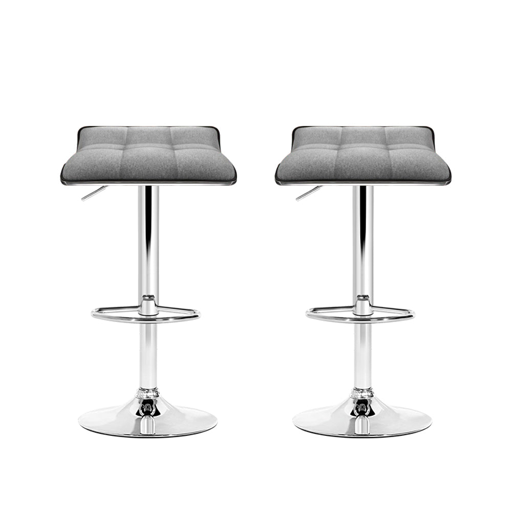 2-Pack Adjustable Height Bar Stools with Linen Upholstery and Gas Lift Mechanism - Perfect for Kitchen Islands, Breakfast Nooks & Home Bars
