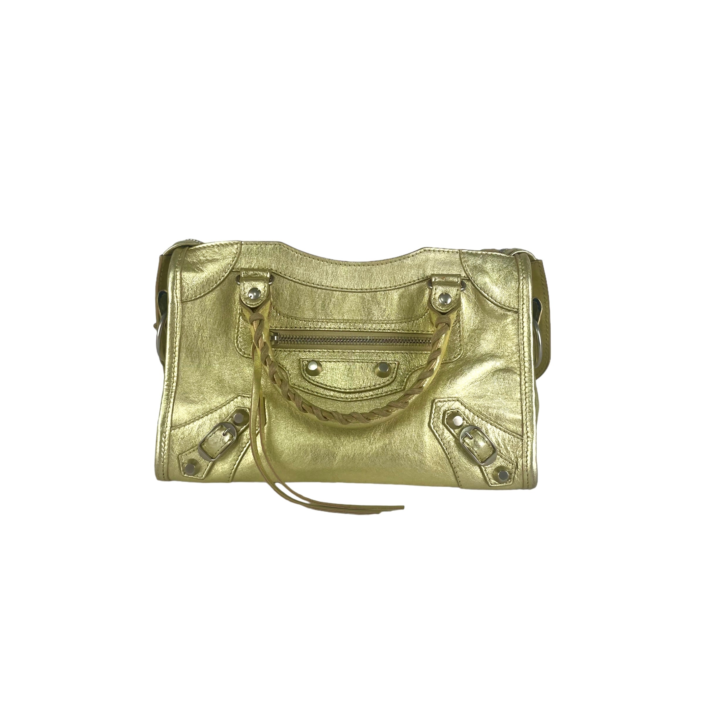 Balenciaga City Mini Gold Leather Crossbody Bag - Luxury Designer Handbag for Women | Perfect for Everyday Use, Travel & Night Out