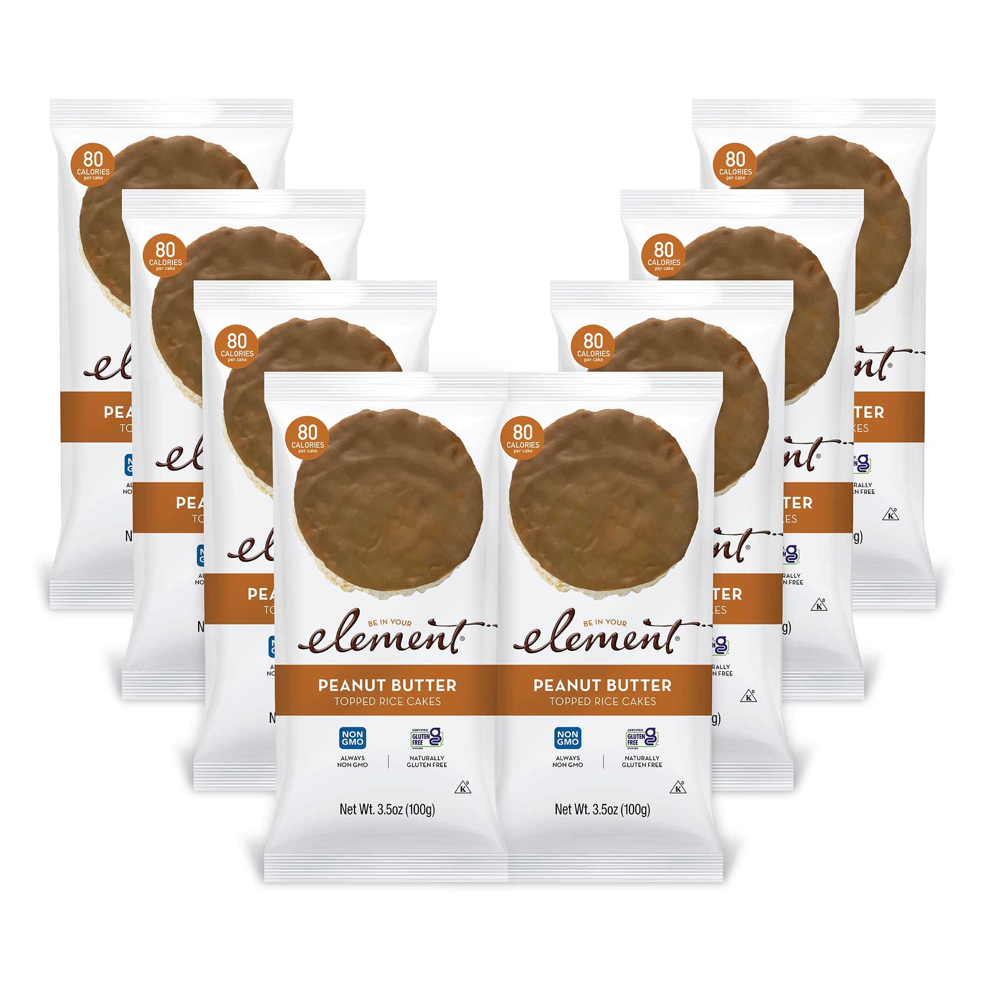 Element Snacks - All-Natural Peanut Butter Rice Cakes, 8-Pack | Healthy Gluten-Free & Kosher Certified Snacks | Non-GMO, Vegan-Friendly | Perfect for School Lunches, Office Snacks & On-the-Go Energy