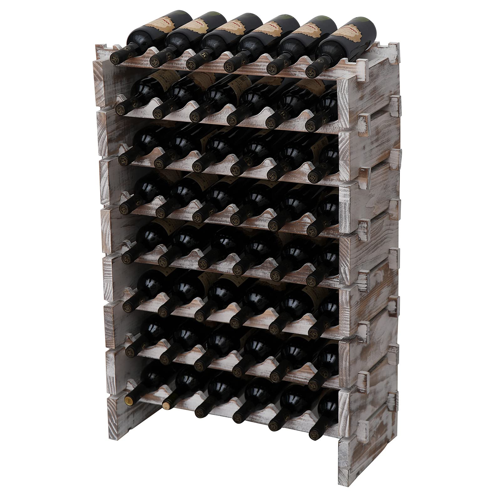 Premium Solid Wood Stackable Wine Rack - Holds 48 Bottles, Space-Saving Gray Wine Cabinet for Home Bar, Kitchen & Dining Room Storage