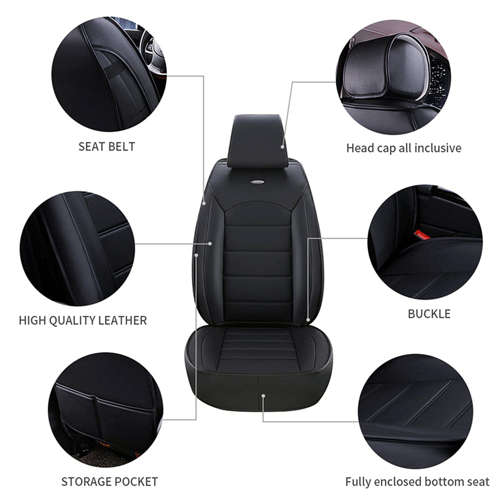 Premium PU Leather Front Seat Covers for Nissan Altima 2008-2020 - Breathable, Durable & Comfortable Black Car Seat Protectors - Perfect for Daily Commute, Road Trips & Interior Protection