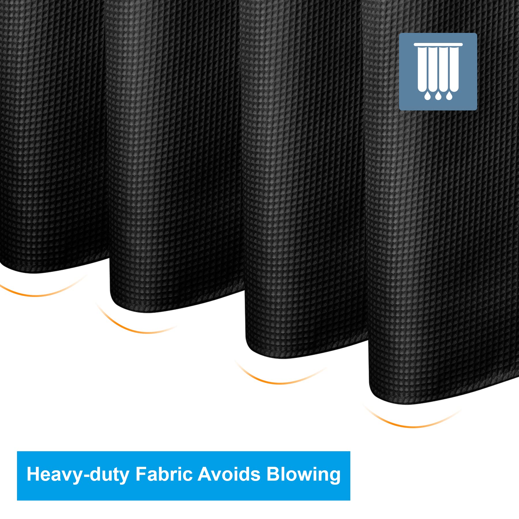 AmazerBath Waffle Weave Shower Curtain - Heavy Duty Hotel Quality Fabric Bathroom Curtain 72x78 Inches, Black - Perfect for Luxury Bathrooms & Spa-Like Showers