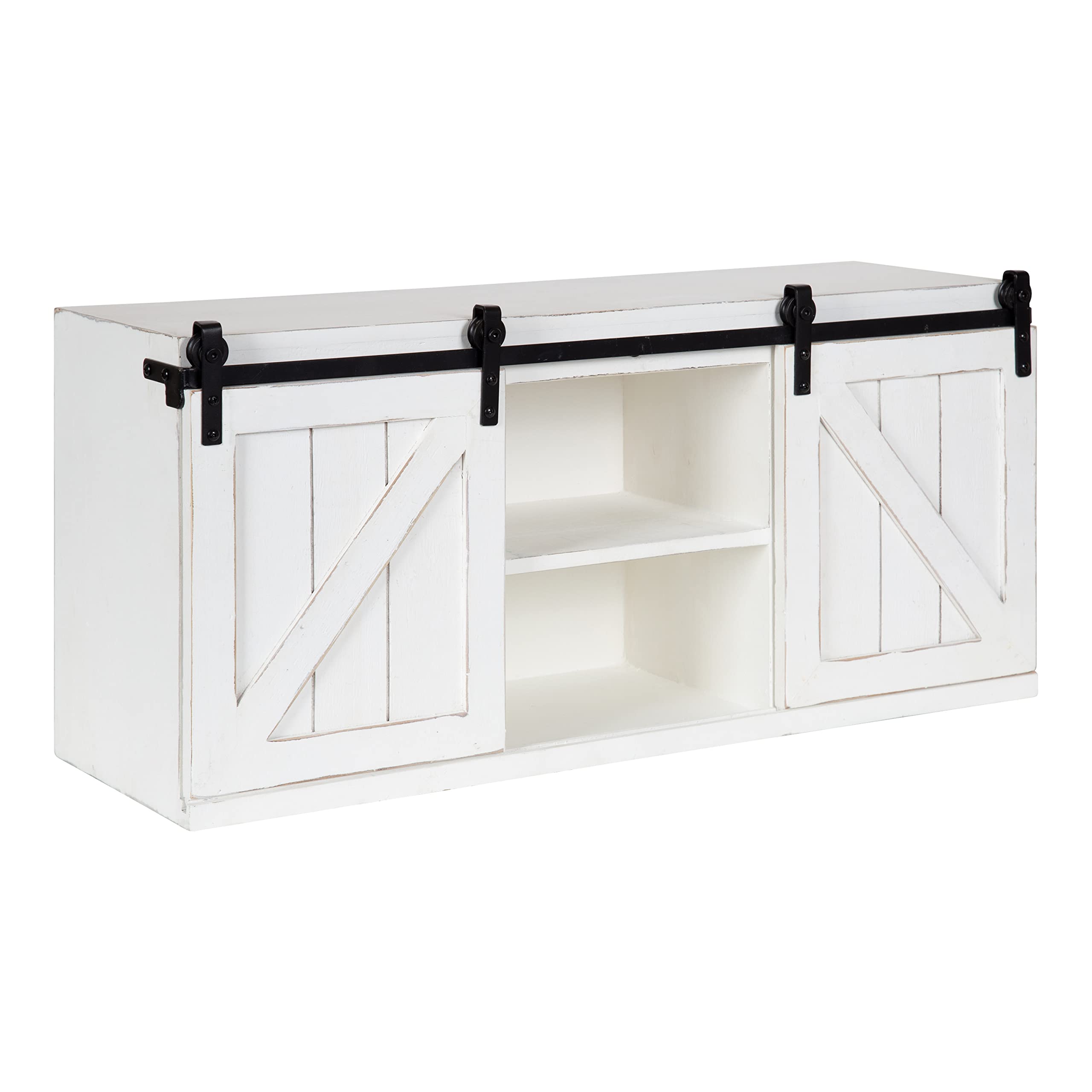 Kate and Laurel Cates Rustic Sliding Door Floating Wall Cabinet - 30