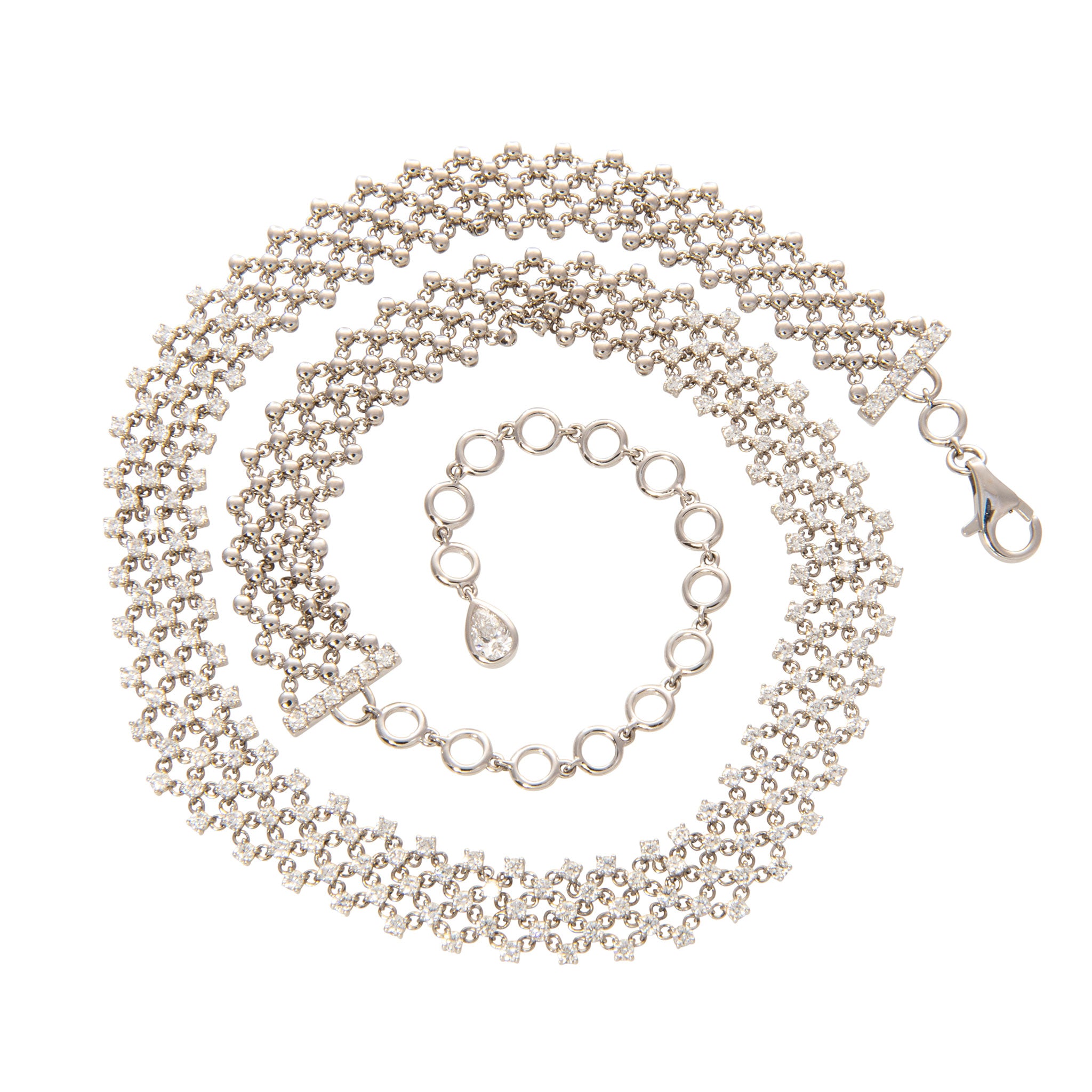 5ctw Diamond 18K White Gold Mesh Choker Necklace for Women - Elegant Layered Necklace for Wedding, Party & Evening Wear
