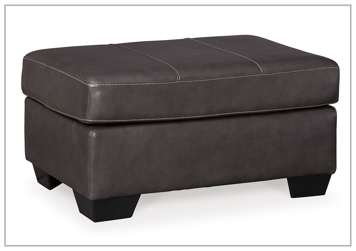 Gio Italia Mayan Series Leather Ottoman - Gray & Chocolate Brown Footstool, Storage Bench | Perfect for Living Room, Bedroom & Home Decor