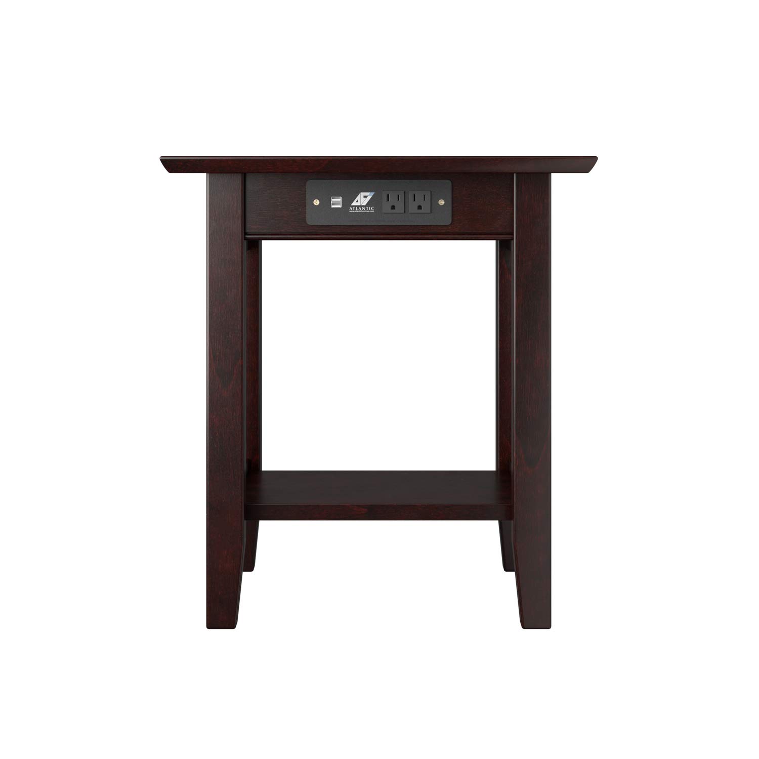 AFI Mission End Table with Charging Station - Espresso Finish Nightstand with USB Ports for Bedroom, Living Room, or Office - Modern Side Table with Built-in Power Outlets