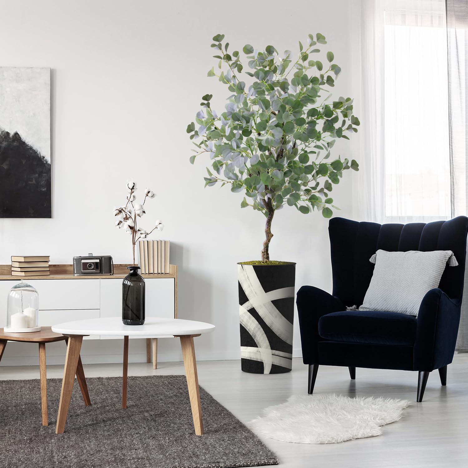 Artificial Eucalyptus Silk Tree in Geometric Planter - 66