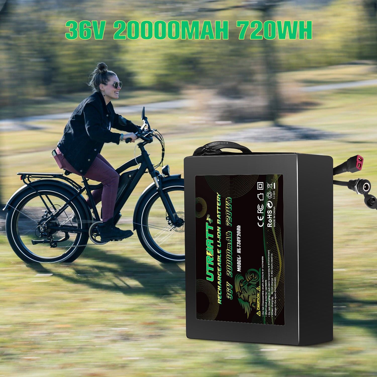 36V 20AH Lithium Ion Battery for Electric Bikes - Includes 42V 2A Fast Charger - Perfect for Commuting, Mountain Biking & Long Distance Rides