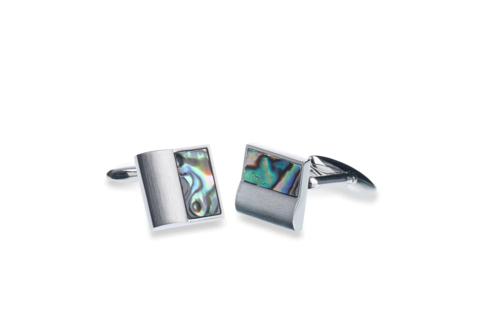 Elegant Men's Abalone Cufflinks - Brushed Rhodium Finish - Perfect for Grooms, Best Men, Ushers & Fathers of the Bride - Ideal for Weddings, Formal Events & Business Occasions