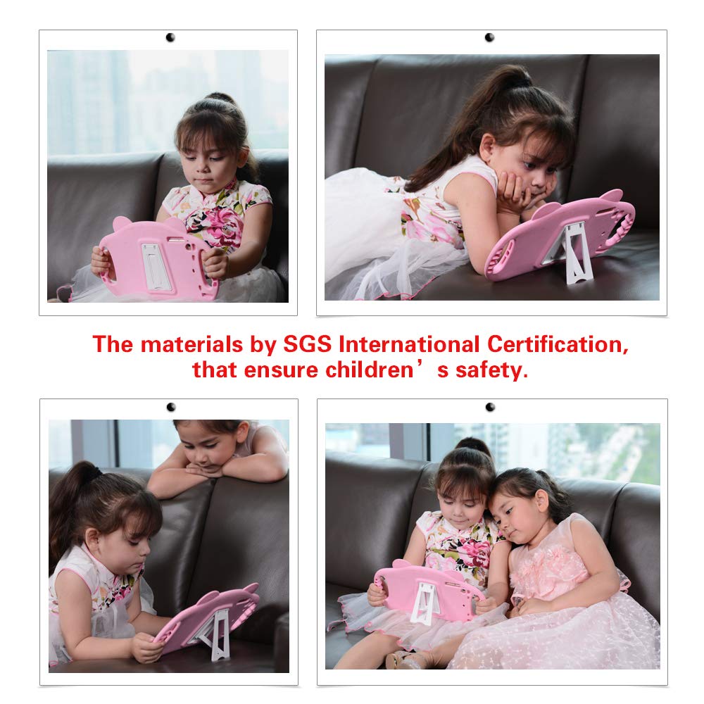 Shockproof Kids iPad Case for iPad Air 1/2 & iPad Pro 9.7 (5th/6th Gen) - Heavy Duty Protective Silicone Cover with Handle Stand for Boys & Girls - Compatible with Apple iPad Air 9.7 2017/2018 Models (Pink) - Perfect for School, Travel & Home Use