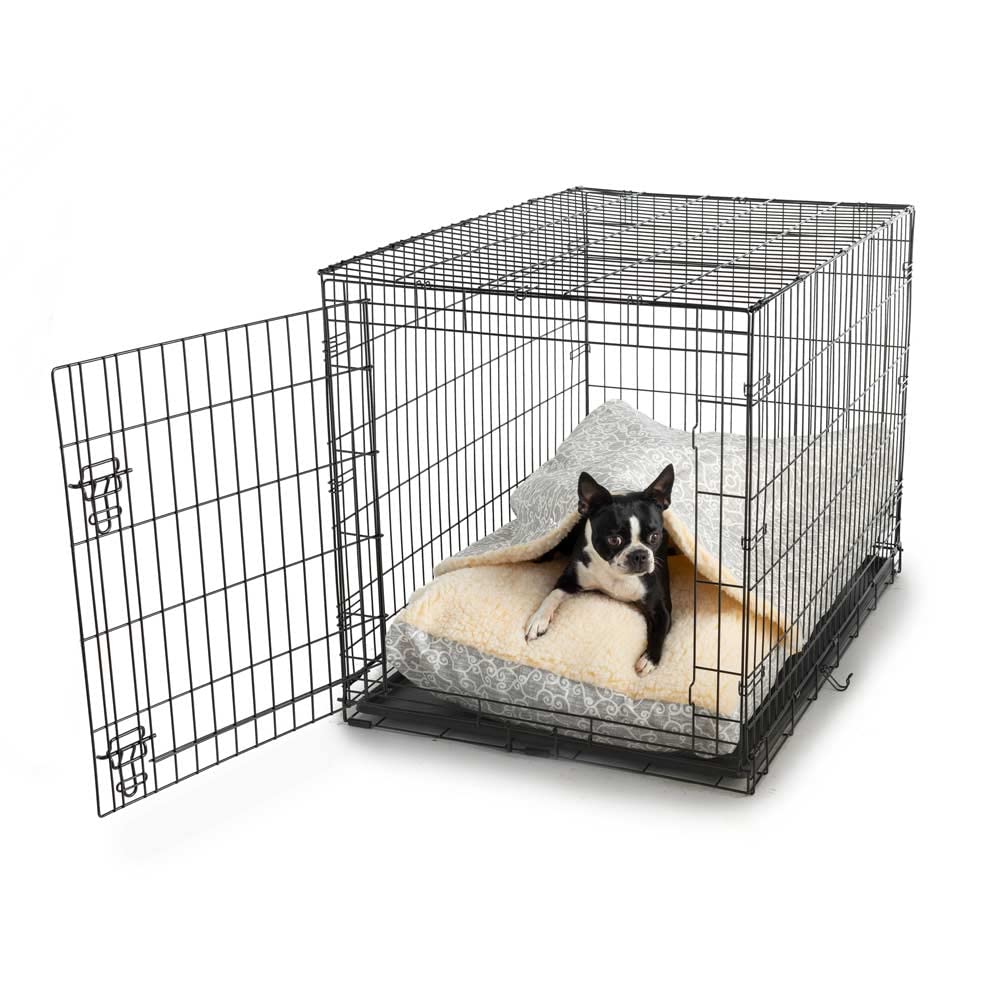 Premium Snoozer Luxury Cozy Cave Crate Pet Bed for Dogs - Large Size, Soft Gray Plush - Perfect for Indoor & Outdoor Use, Travel & Crate Training