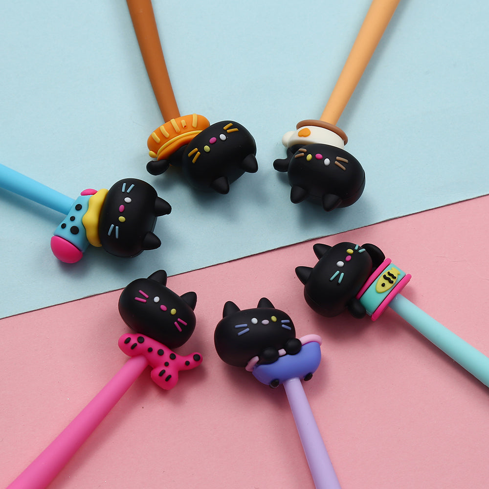 Black Cat Wiggle Gel Pen - Smooth Writing Gel Ink Pens for School, Office & Note Taking - Fun Wiggling Cat Design for Kids & Adults - Perfect for Journaling, Drawing & Gifts
