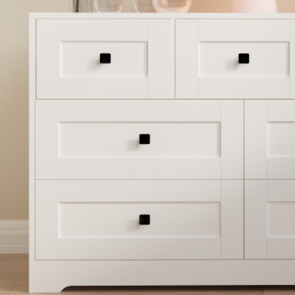 7-Drawer White Farmhouse Chest of Drawers - Rustic Storage Organizer for Bedroom, Living Room & Office