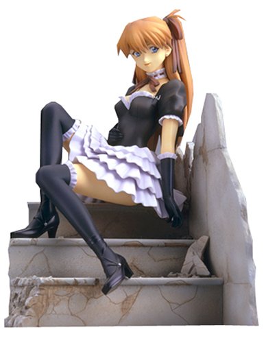 Kotobukiya Neon Genesis Evangelion Asuka Langley Goth Loli Ver PVC Figure - 20cm Anime Collectible Statue (Black & White) for Home Display, Office Decor, and Anime Fan Collections