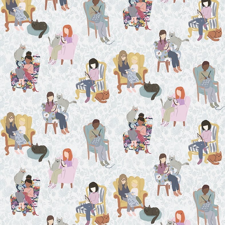 Dear Stella DCJ2641 Multi Cats and Armchairs Fabric - Premium Quilting & Sewing Material for DIY Home Decor, Craft Projects, and Upholstery