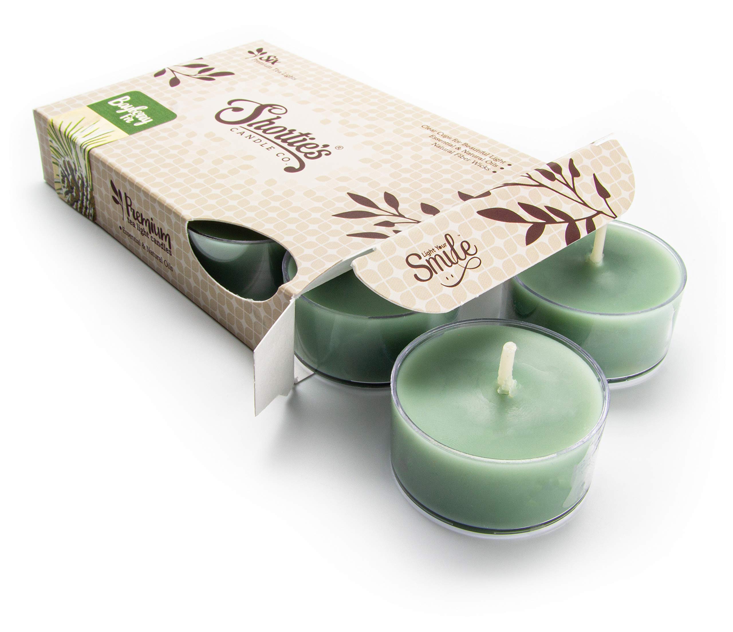 Bayberry Fir Premium Scented Tealight Candles - 6 Pack Essential Oil Infused Green Tea Lights - Handmade in USA - Christmas Holiday Decor, Home Fragrance & Relaxation Gifts