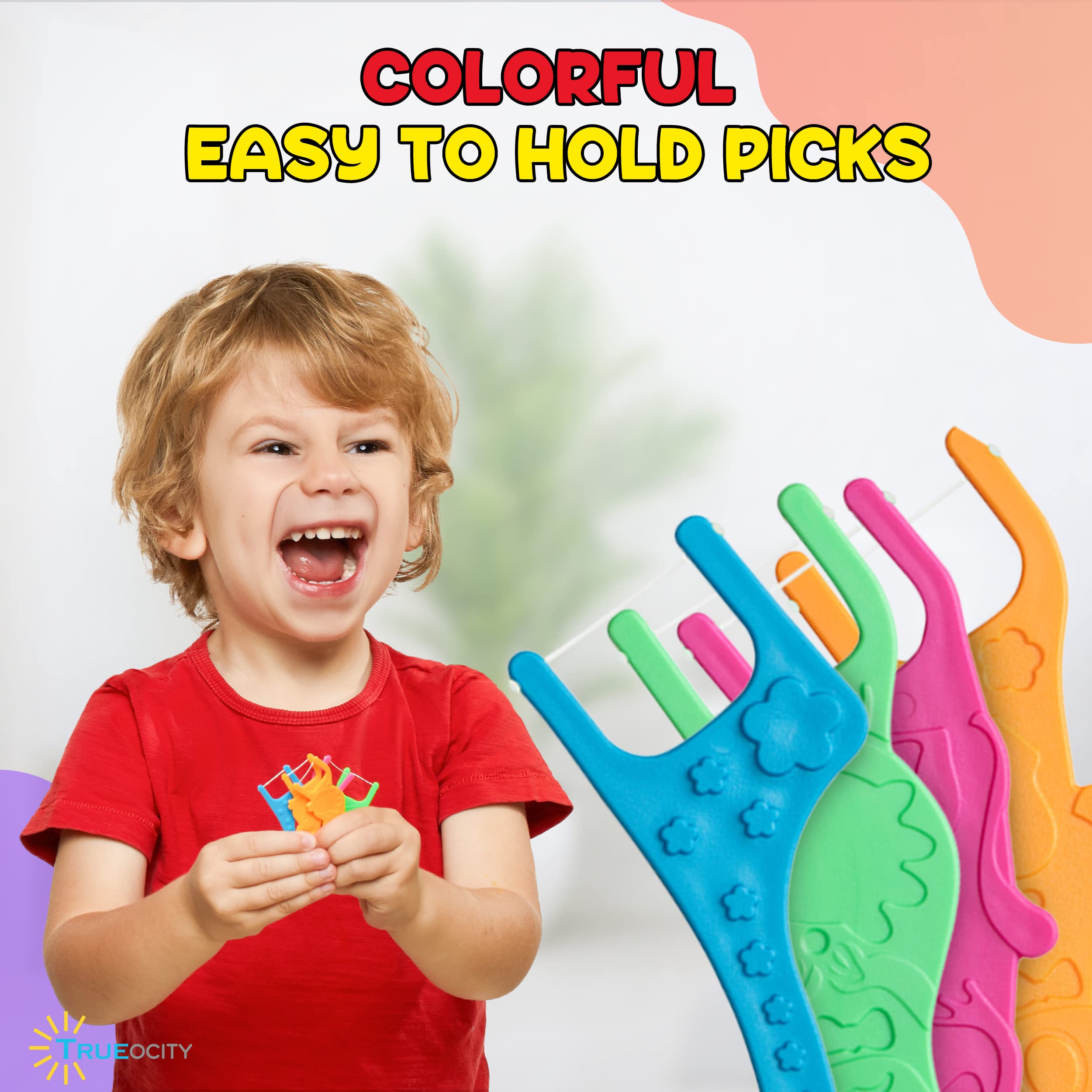 Eco-Friendly Kids Flossers - 200 Pack Biodegradable Dental Floss Picks for Children | Fluoride-Free, Organic Animal Design | Mild Orange Flavor | Perfect for School Lunches & Travel Oral Care