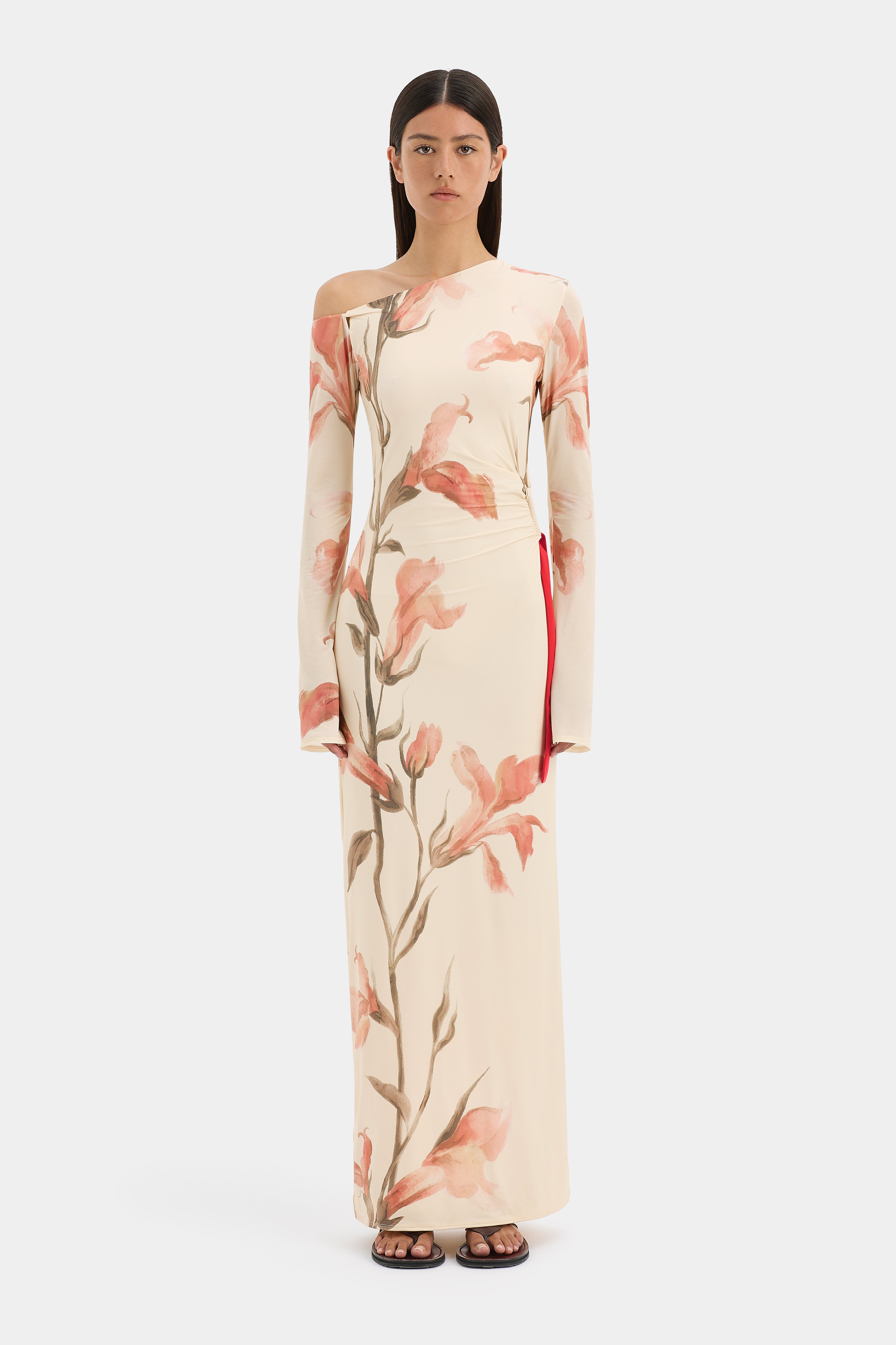 Hana Tie Maxi Dress - Flowy Summer Beach Dress for Women, Boho Floral Print Long Dress with Side Slit - Perfect for Vacations, Weddings & Outdoor Events